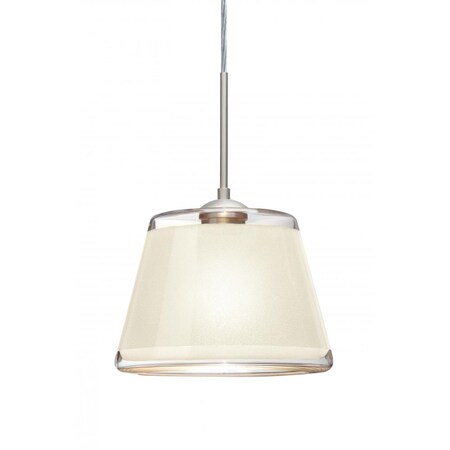 Besa Lighting Besa Pendant Pica 9 Satin Nickel White Sand 1x75W Medium Base 1JC-PIC9WH-SN